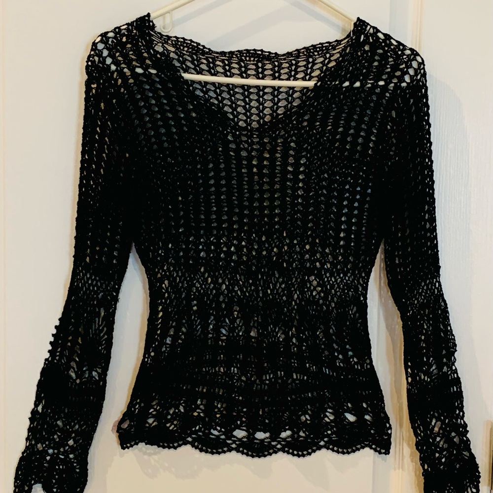 Black beautiful soft crochet top.